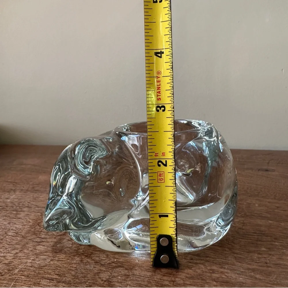 Vintage Sleeping Cat Votive Candle Holder Kitten Figurine Indiana Hoosier Glass